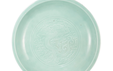 A large imperial celadon-glazed 'dragon' charger