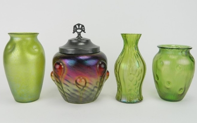 3 Loetz style vases