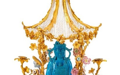 A Louis XV Style Porcelain and Gilt Bronze Pagoda