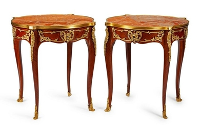 A Pair of Louis XV Style Gilt-Bronze and Marble