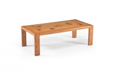An oak and marquetry coffee table