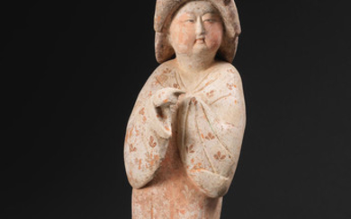 A painted pottery figure of a court lady