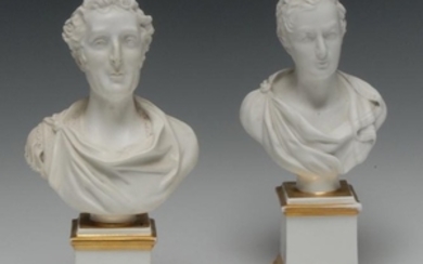 A pair of Samuel Alcock & Co porcelain portrait busts