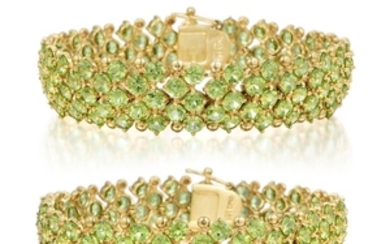 A Set of Peridot Bracelets