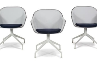 A Set of Three Italian Modern Metal Mesh Chairs