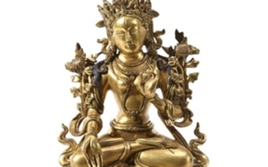 A Sino-Tibetan gilt-bronze figure of Tara