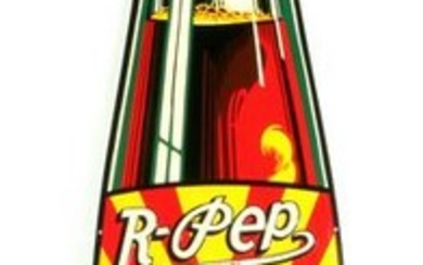 A SUPER CLEAN AND COLORFUL R-PEP DIE CUT BOTTLE SIGN