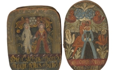Two painted and decorated bride's boxes Continental, early 19th...
