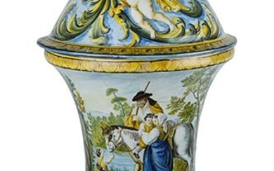 Vase with lid Large, bell-shaped, very tapered parade vase, slightly...
