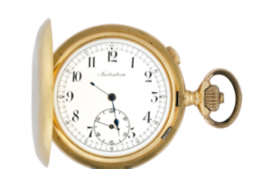 INITIATIVE, Chronograph Gent's 18K gold savonnette pocket watch Late...