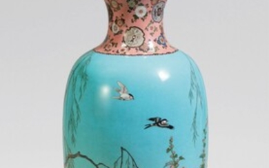 A very large cloisonné enamel vase. Late 19th century