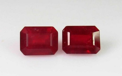 4.90 Ctw Natural Mozambique Red Ruby Octagon Pair
