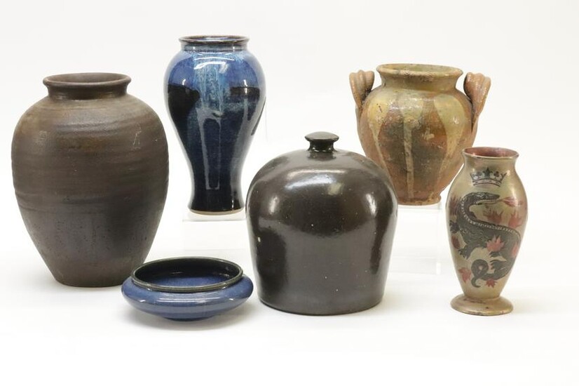 5 Art Pottery Vases & Bowl