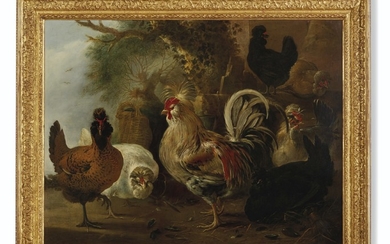 Gysbert Gillisz de Hondecoeter (Dutch, 1604-1653), Group of Roosters and Hens