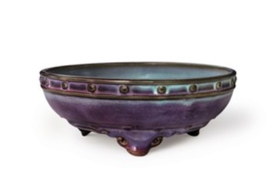 A RARE 'NUMBER FIVE' JUN TRIPOD 'NARCISSUS' BOWL, YUAN-EARLY MING DYNASTY, 14TH-15TH CENTURY