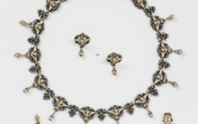 A silver Renaissance Revival fringed collier