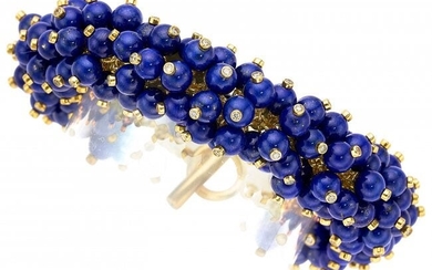 55042: Lapis Lazuli, Diamond, Gold Bracelet, Aletto Bro