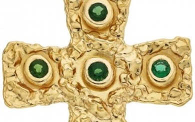 55042: Tourmaline, Gold Pendant, Jean Mahie The cross