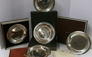 6 Franklin Mint Sterling Silver Collector Plates