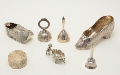 6 novelty silver items, sterling silver: miniature
