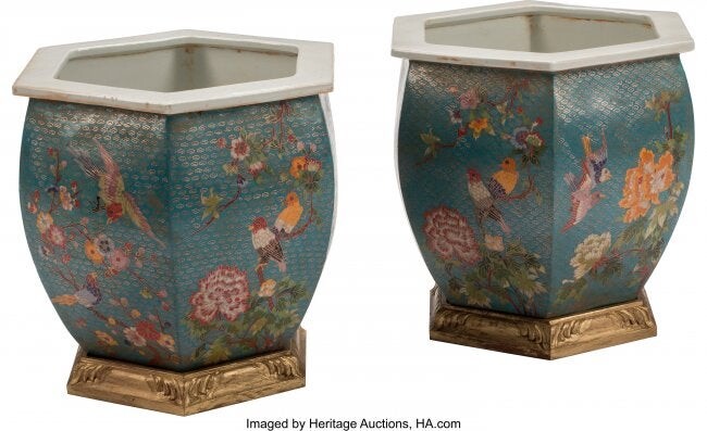 61442: A Pair of Chinese Cloisonné Enameled Porc