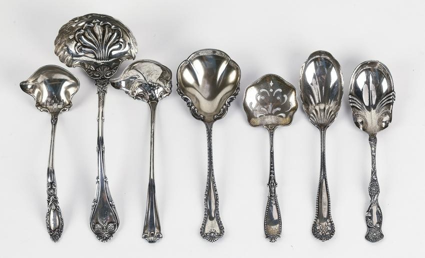 (7) Sterling silver Baroque style serving pieces