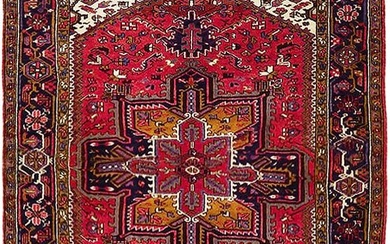 8 x 11 Oriental Red Semi-Antique Persian Heriz Rug