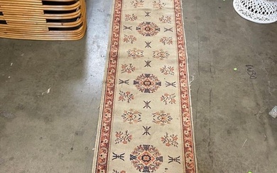 8.5 Foot Hand Knotted Wool Turkish Oushak Runner Rug