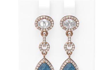 9.22 ctw Blue Topaz & Diamond Earrings 18K Rose Gold