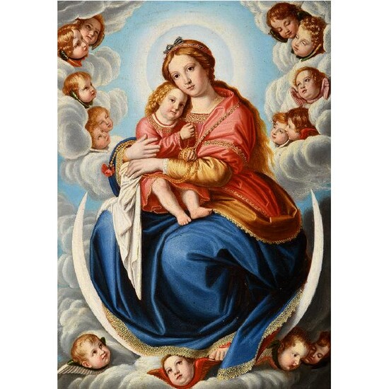 German School "Madonna and Child surrounded by Angels"