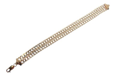 9ct gold bracelet of filed double curb link design,...