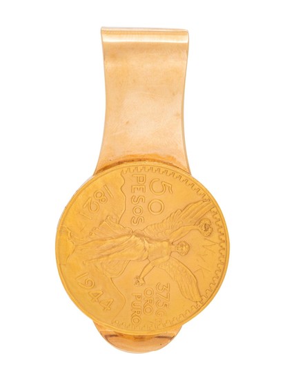 A 14 Karat Yellow Gold Mexican 50 Peso Gold Coin Money Clip