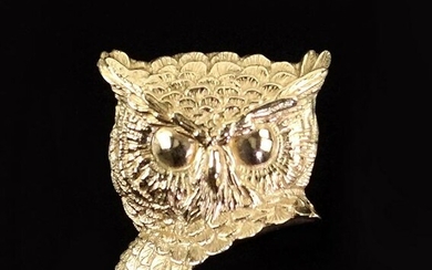 A 14 Karat Yellow Gold Owl Form Slide / Pendant.