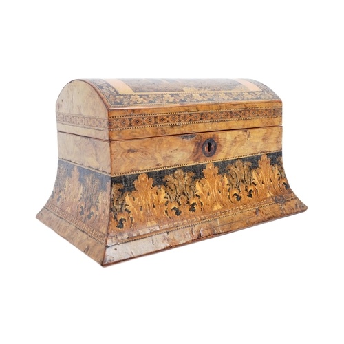 A 19th Victorian Tunbridge ware micro mosaic tea caddy box. ...