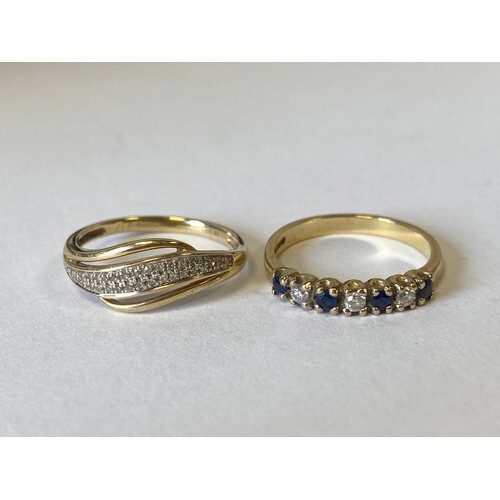 A 9ct gold sapphire and diamond ring, together with a 9ct go...