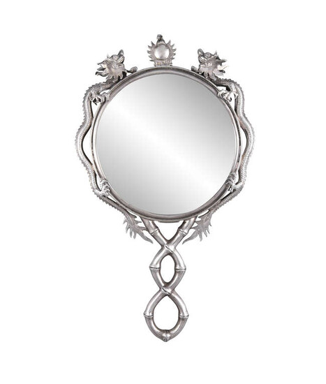 A CHINESE EXPORT SILVER HAND MIRROR BY WANG...
