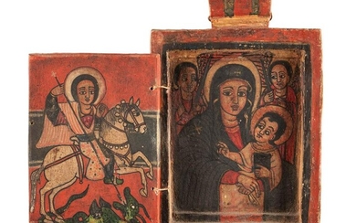 A COPTIC DOUBLE-SIDED DIPTYCH SHOWING THE MOTHER OF