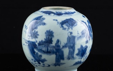 A Chinese blue and white jar, Chongzhen period, Ming dynasty