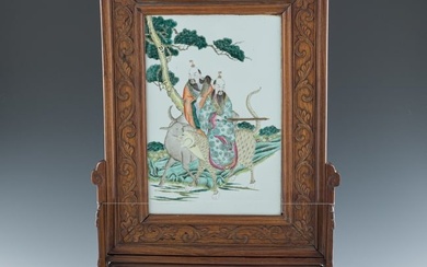 A Chinese famille rose table screen, 19th century