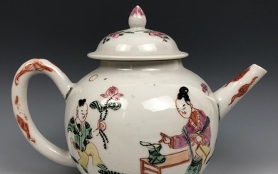 A Chinese famille rose teapot and cover, decorated figures, ...