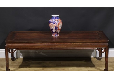 A Chinese hardwood waisted low tea table or kang table, rect...