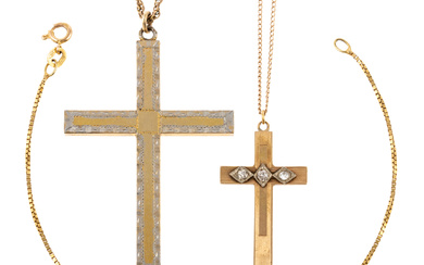A Collection of Vintage Crosses & Bracelet