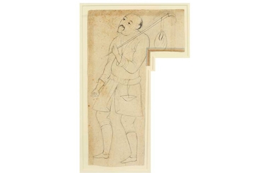 A DRAWING OF AN ITINERANT CENTRAL ASIAN DERVISH Iran, late 17th - 18th century