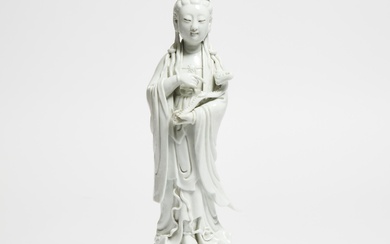 A Dehua Blanc de Chine Standing Figure of Guanyin, 19th-20th Century