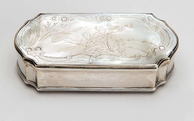 A Dutch silver and mother-of-pearl tobacco box