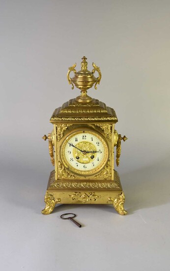 A French gilt brass mantel clock