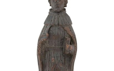 A French or Spanish Carved Wood Figure of a King