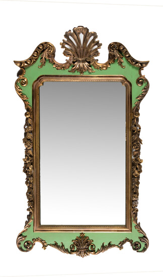 A George III Style Painted and Parcel Gilt Mirror