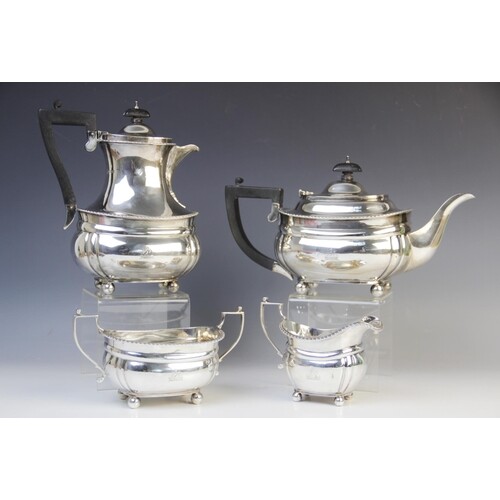 A George V silver four piece tea service by West & Son, Lond...