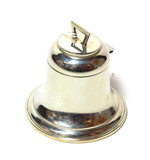 A George V silver inkwell, Maker's Mark Rubbed, Birmingham, 1930, of bell-shape, the hinged...